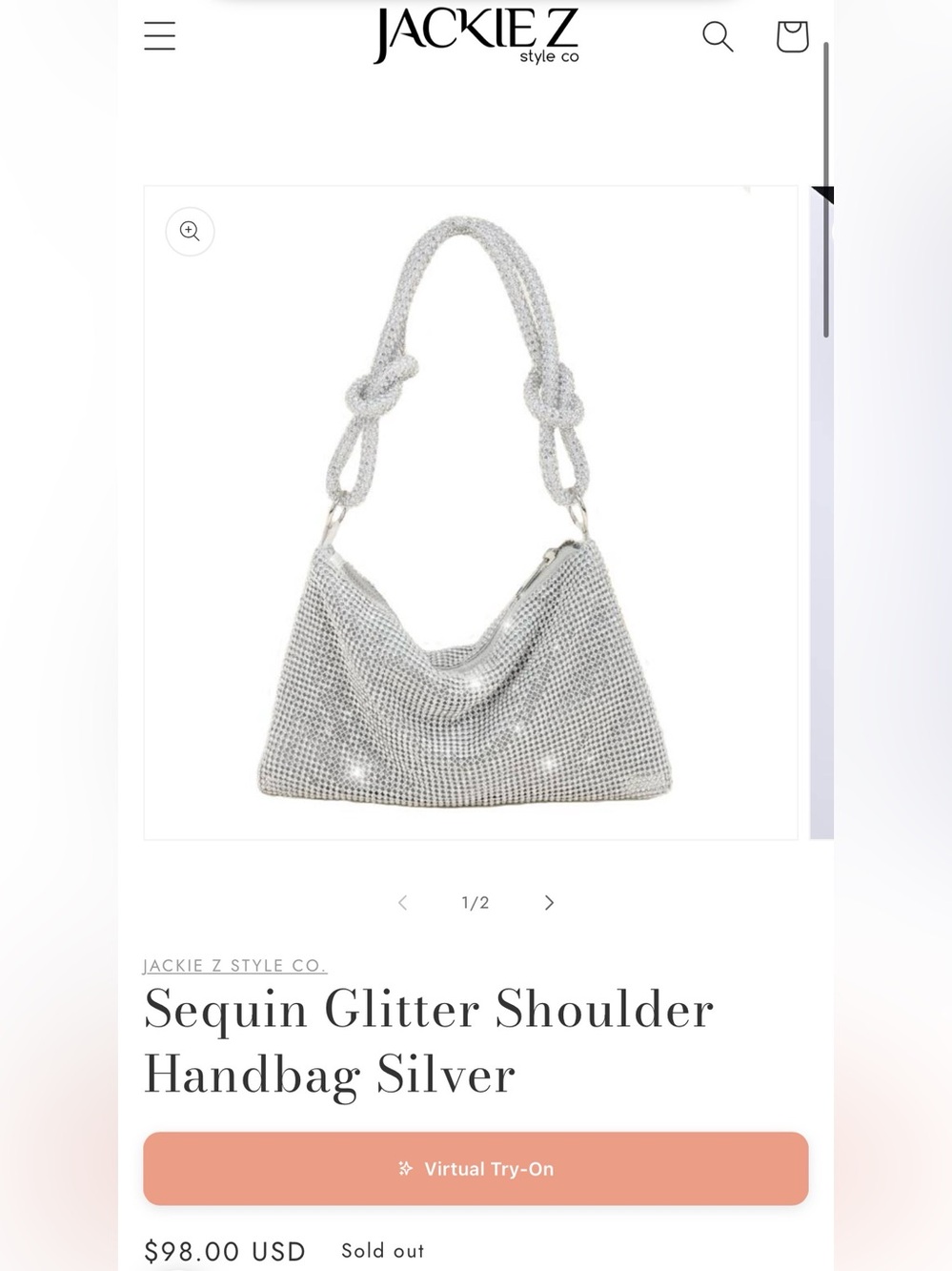 🪩🪞NWOT Silver Sequin Glitter Small Shoulder Handbag/New Used!🪞🪩